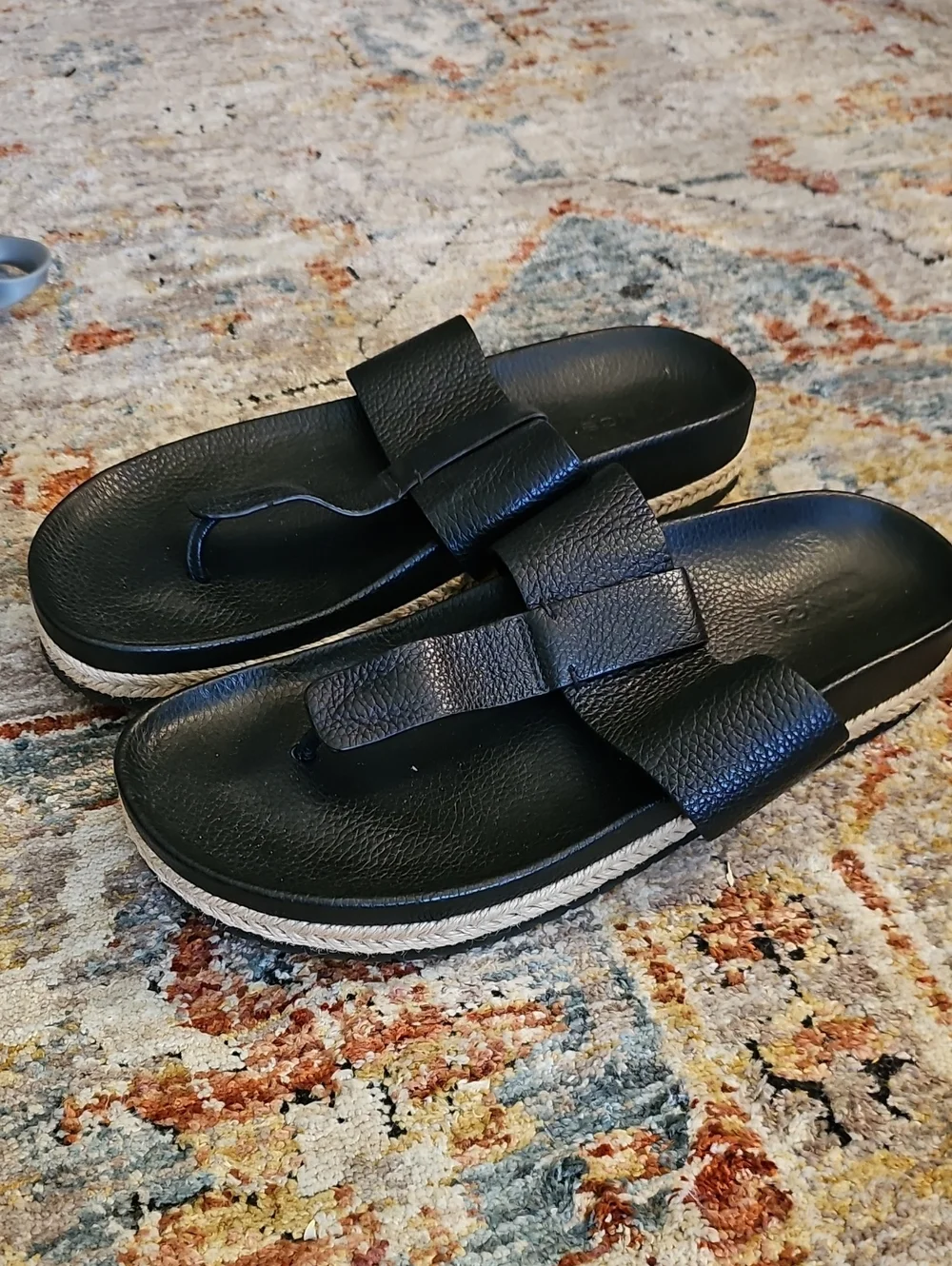 Vince Black Leather Slide Sandals Sz 9